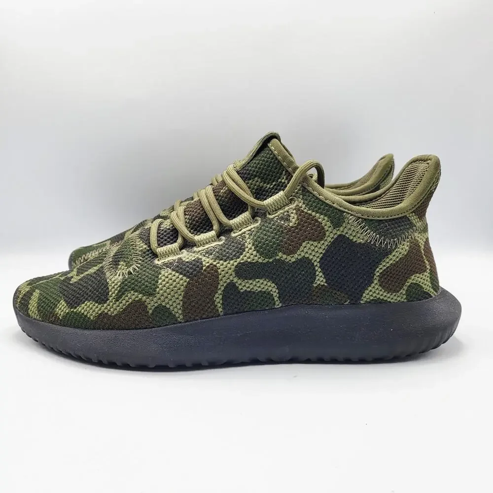 adidas Men's Size 7 Tubuluar Shadow Camo Knit Green & Brown Athletic Sneakers